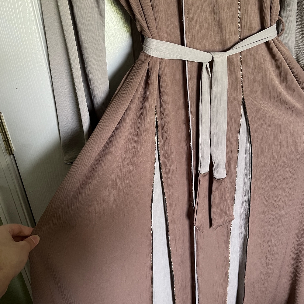 Elegant Mauve and Tan/brown Women's Dress